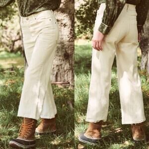 THE GREAT Rider Wide Leg Jeans Stone Cream White Womens Size 28